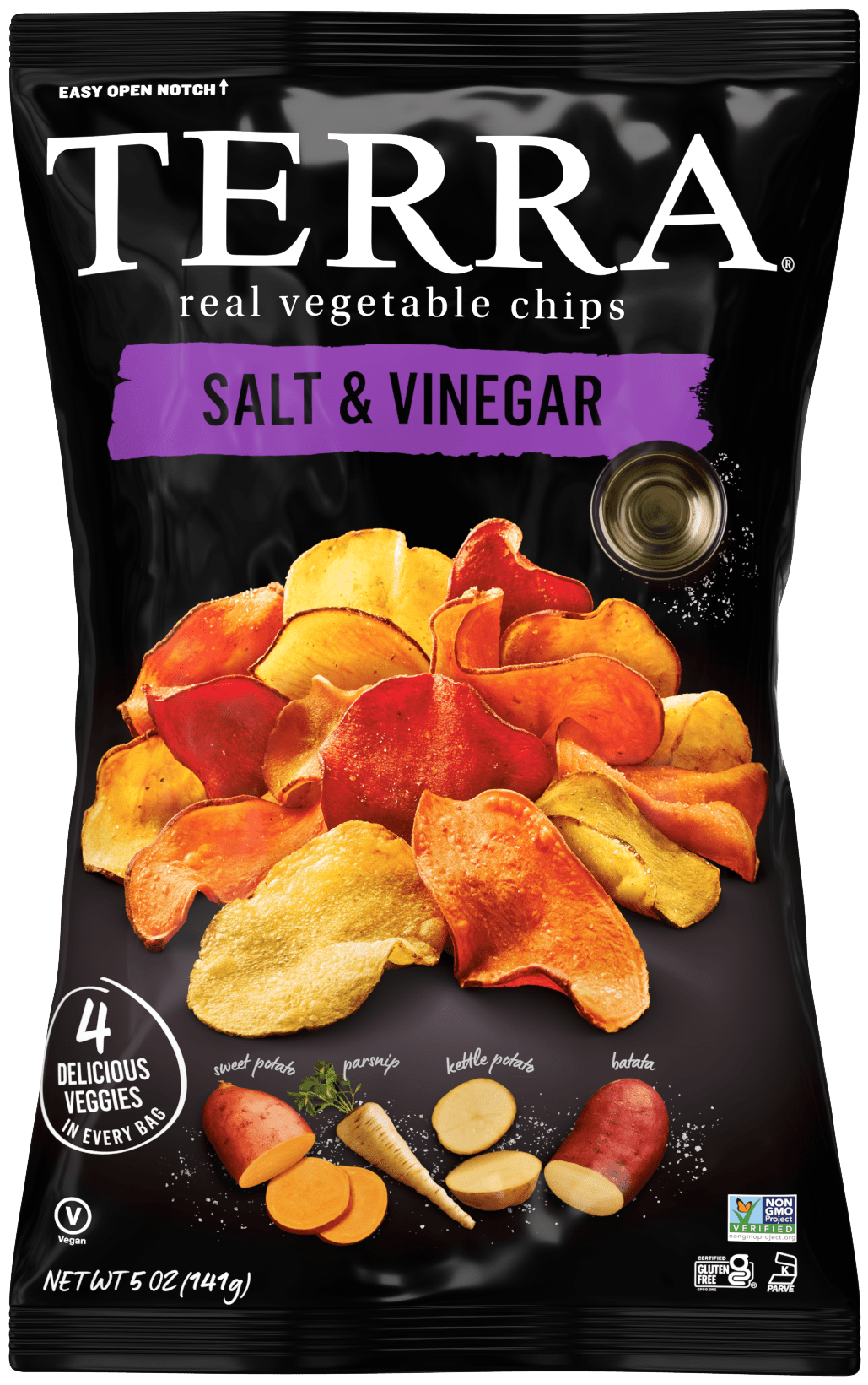 Front of salt and vinegar chip bag